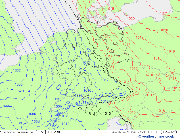 Yer basıncı ECMWF Sa 14.05.2024 06 UTC