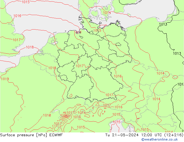 pressão do solo ECMWF Ter 21.05.2024 12 UTC