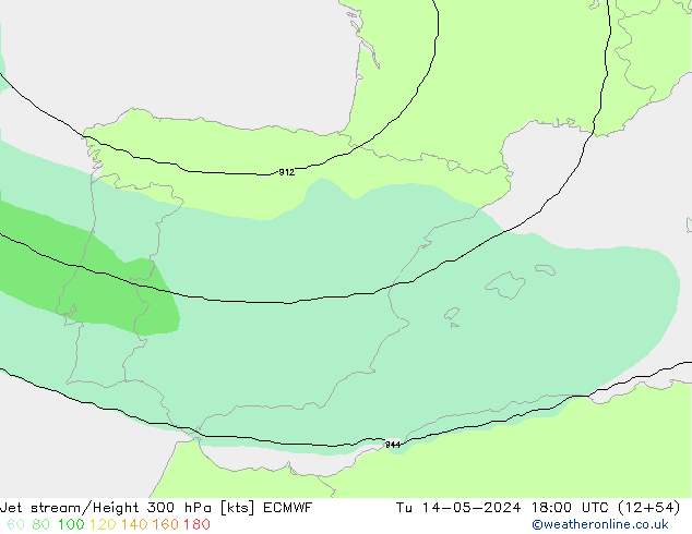 Corriente en chorro ECMWF mar 14.05.2024 18 UTC