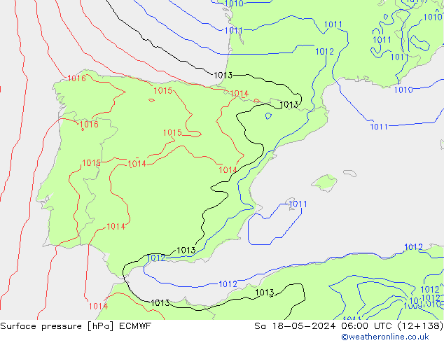 Surface pressure ECMWF Sa 18.05.2024 06 UTC