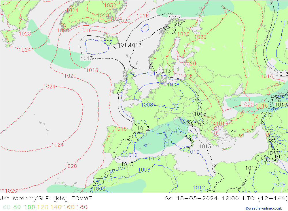 Polarjet/Bodendruck ECMWF Sa 18.05.2024 12 UTC