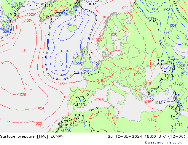 地面气压 ECMWF 星期日 12.05.2024 18 UTC