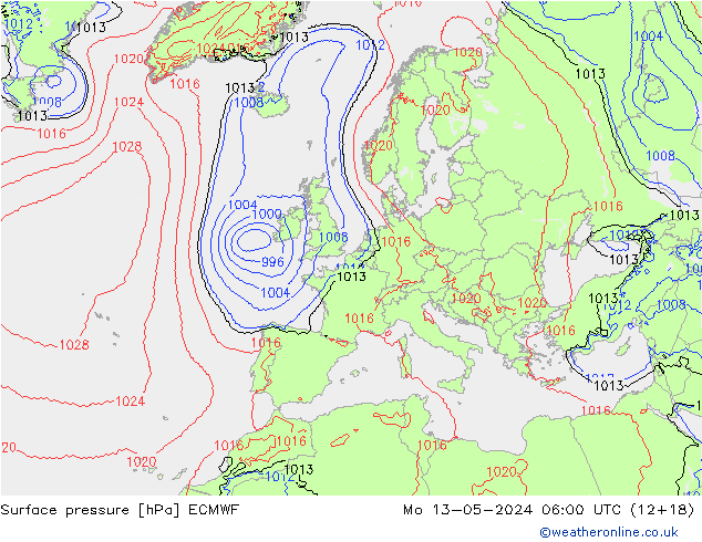 ciśnienie ECMWF pon. 13.05.2024 06 UTC
