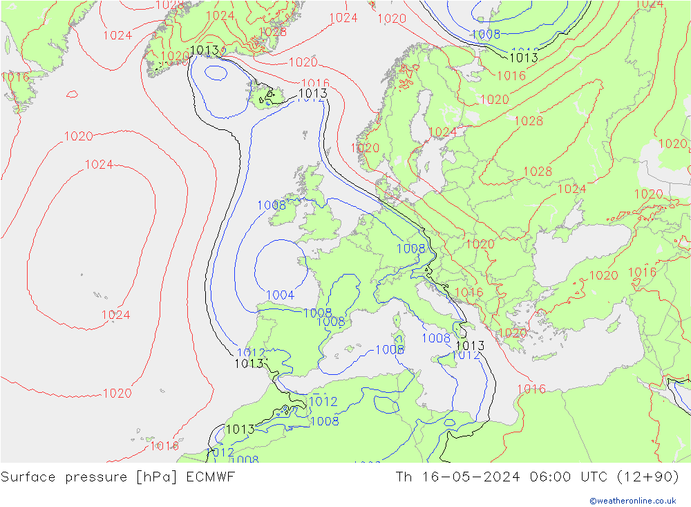 Bodendruck ECMWF Do 16.05.2024 06 UTC