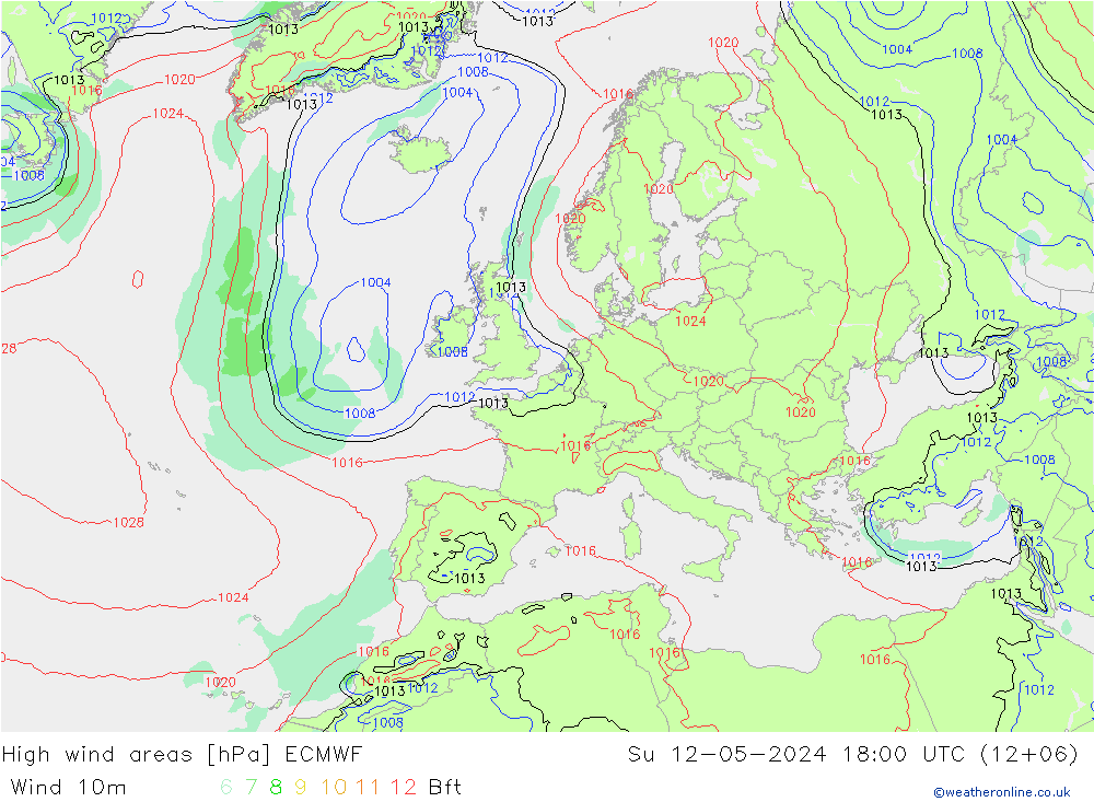 Windvelden ECMWF zo 12.05.2024 18 UTC