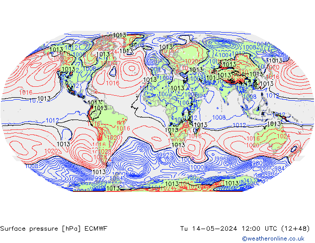 Yer basıncı ECMWF Sa 14.05.2024 12 UTC