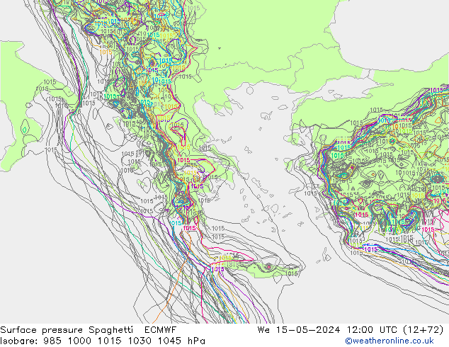 приземное давление Spaghetti ECMWF ср 15.05.2024 12 UTC