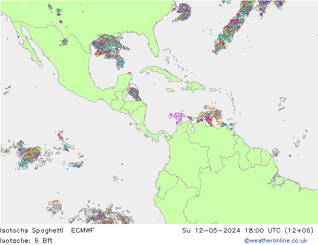 Isotachs Spaghetti ECMWF dom 12.05.2024 18 UTC