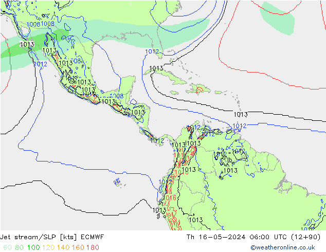 джет/приземное давление ECMWF чт 16.05.2024 06 UTC