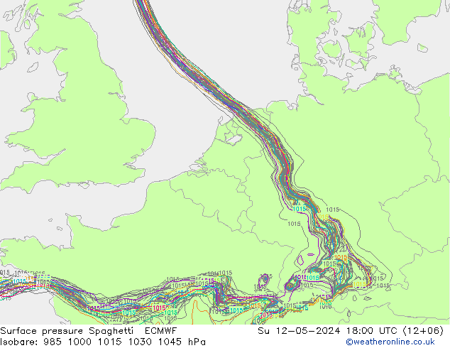 Bodendruck Spaghetti ECMWF So 12.05.2024 18 UTC
