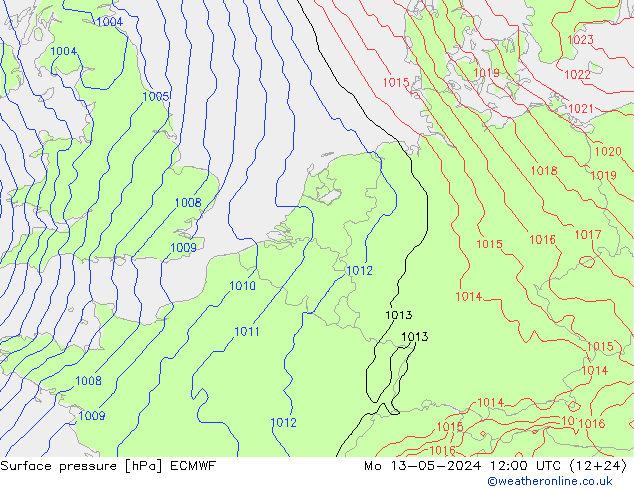 Surface pressure ECMWF Mo 13.05.2024 12 UTC