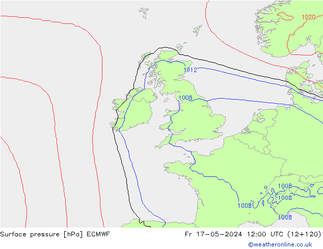 Surface pressure ECMWF Fr 17.05.2024 12 UTC