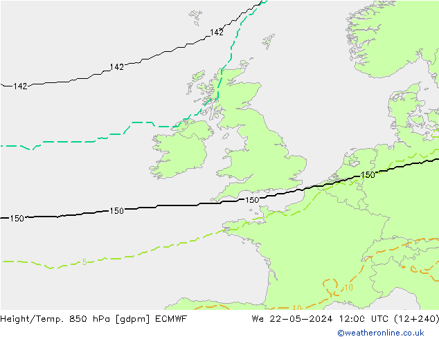 Height/Temp. 850 hPa ECMWF  22.05.2024 12 UTC