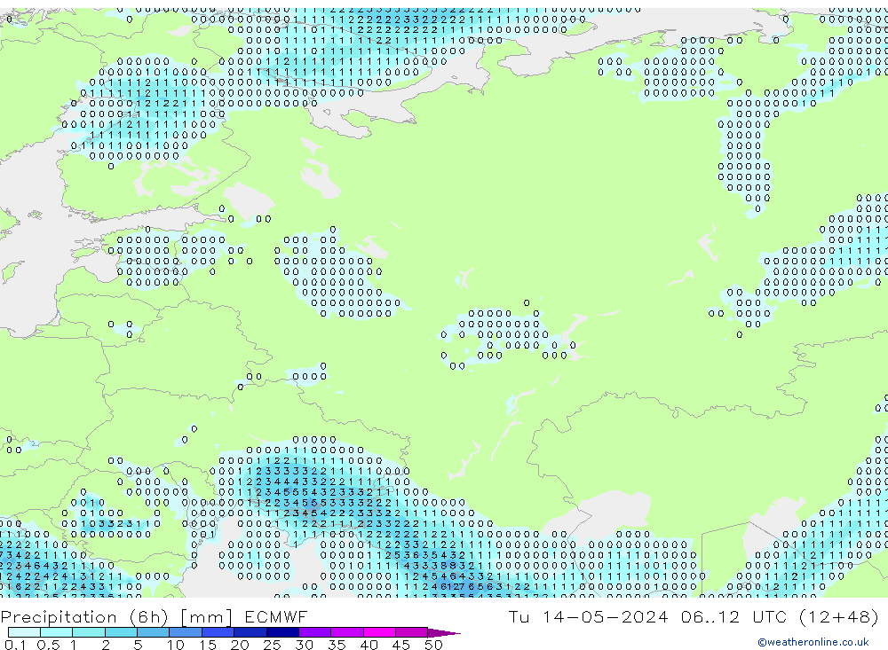 Yağış (6h) ECMWF Sa 14.05.2024 12 UTC