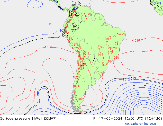 Surface pressure ECMWF Fr 17.05.2024 12 UTC