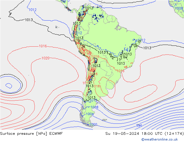 pressão do solo ECMWF Dom 19.05.2024 18 UTC