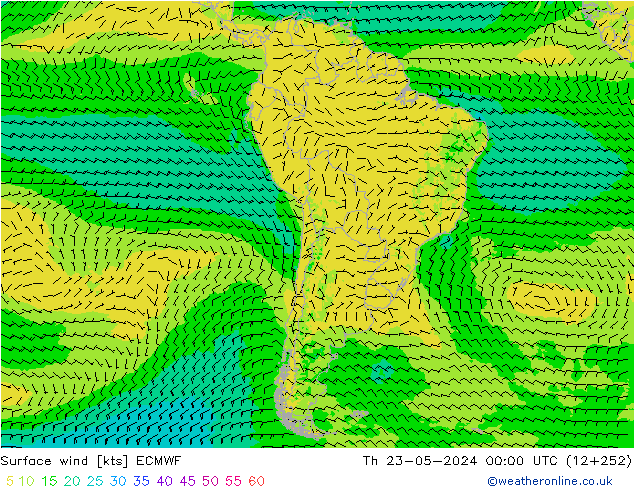 Surface wind ECMWF Th 23.05.2024 00 UTC