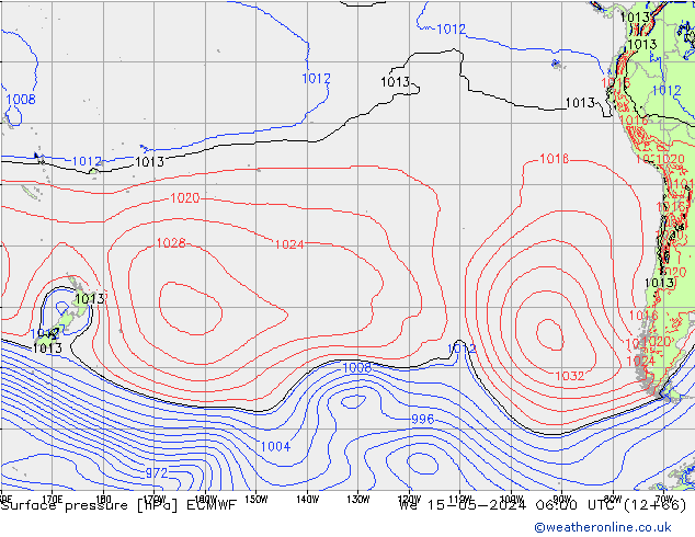 приземное давление ECMWF ср 15.05.2024 06 UTC