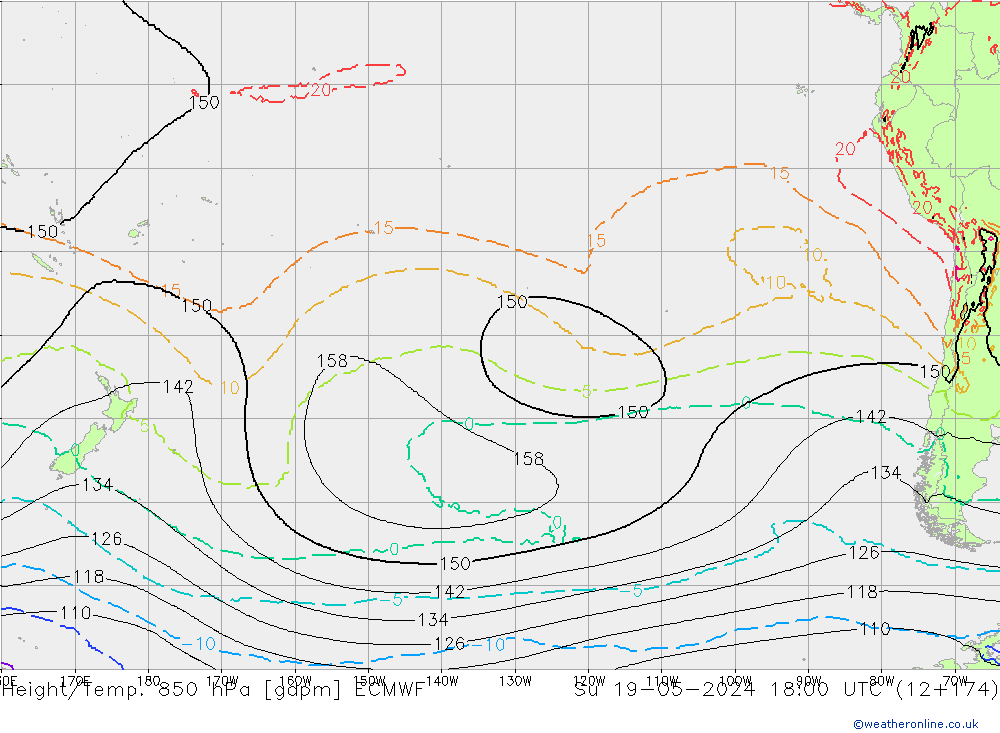 Height/Temp. 850 hPa ECMWF dom 19.05.2024 18 UTC