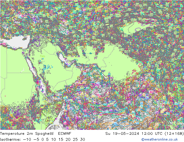 température 2m Spaghetti ECMWF dim 19.05.2024 12 UTC