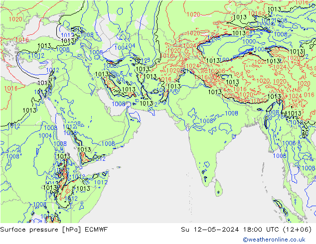 地面气压 ECMWF 星期日 12.05.2024 18 UTC