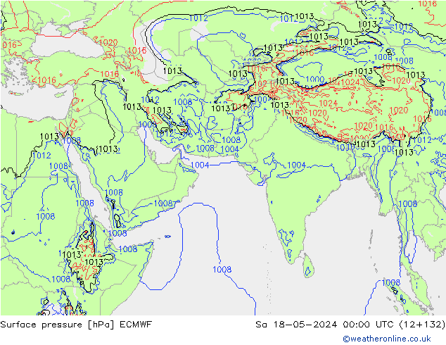 Atmosférický tlak ECMWF So 18.05.2024 00 UTC