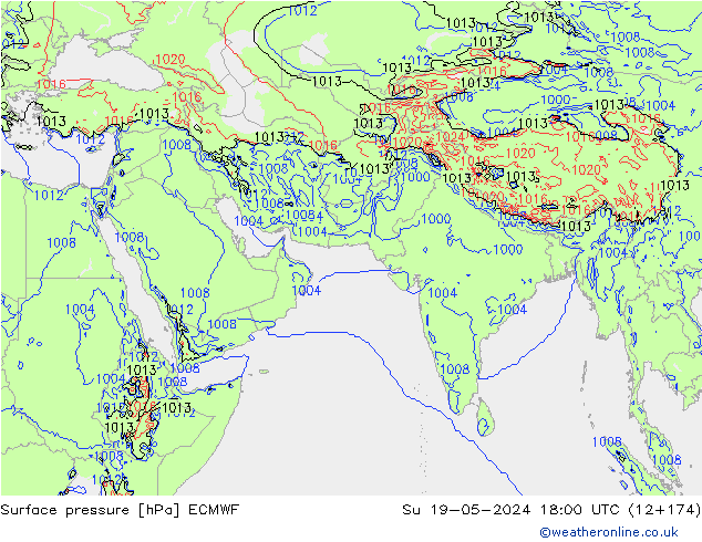 приземное давление ECMWF Вс 19.05.2024 18 UTC