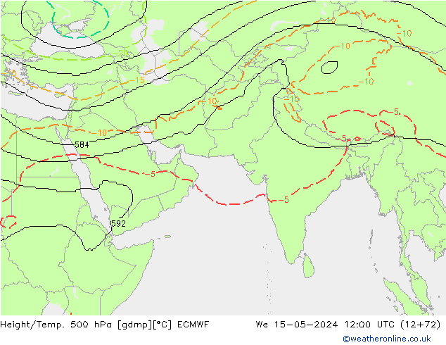 Height/Temp. 500 hPa ECMWF We 15.05.2024 12 UTC