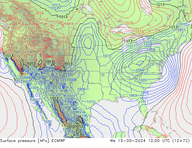 ciśnienie ECMWF śro. 15.05.2024 12 UTC