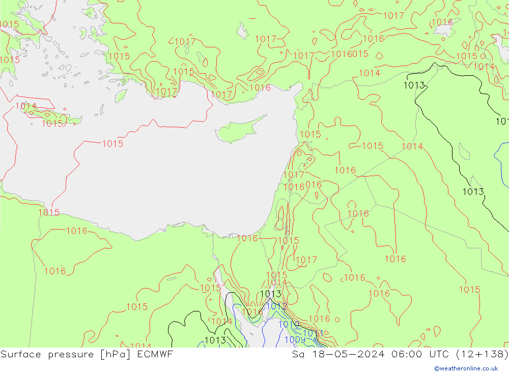 приземное давление ECMWF сб 18.05.2024 06 UTC