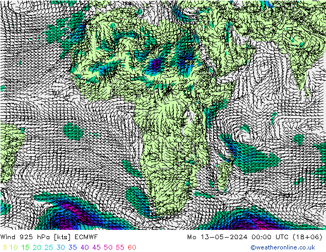 Wind 925 hPa ECMWF Mo 13.05.2024 00 UTC