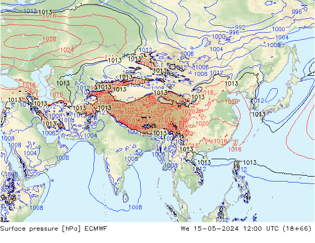 ciśnienie ECMWF śro. 15.05.2024 12 UTC