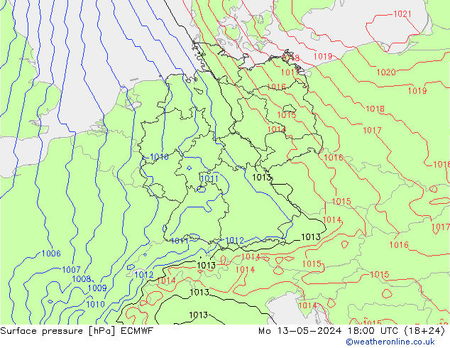 ciśnienie ECMWF pon. 13.05.2024 18 UTC