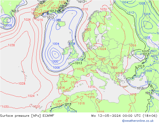 pression de l'air ECMWF lun 13.05.2024 00 UTC