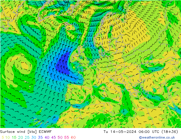 Rüzgar 10 m ECMWF Sa 14.05.2024 06 UTC