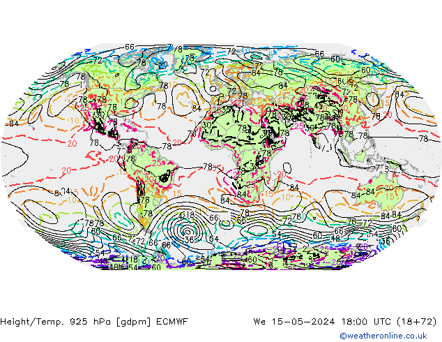 Height/Temp. 925 гПа ECMWF ср 15.05.2024 18 UTC