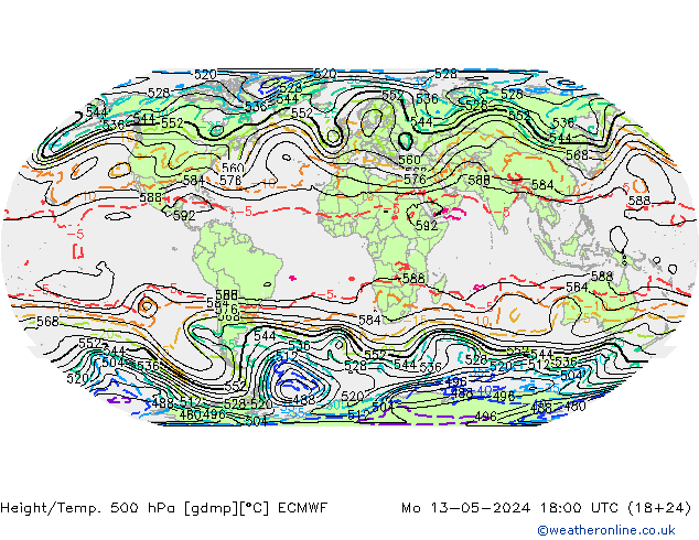 Height/Temp. 500 hPa ECMWF  13.05.2024 18 UTC