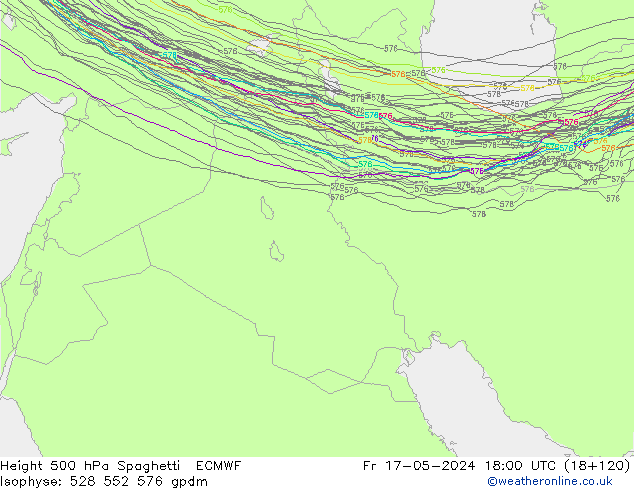 Height 500 hPa Spaghetti ECMWF Fr 17.05.2024 18 UTC