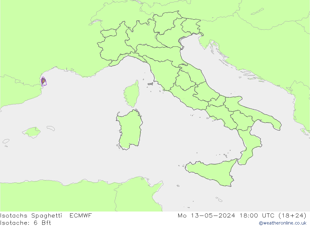Eşrüzgar Hızları Spaghetti ECMWF Pzt 13.05.2024 18 UTC