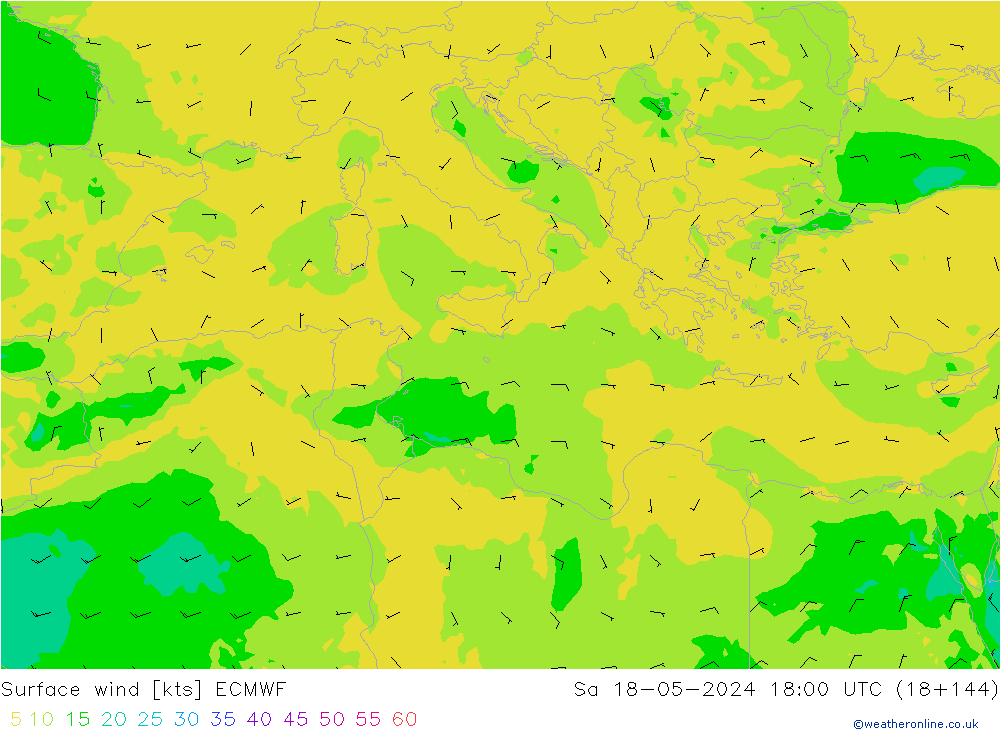 Bodenwind ECMWF Sa 18.05.2024 18 UTC