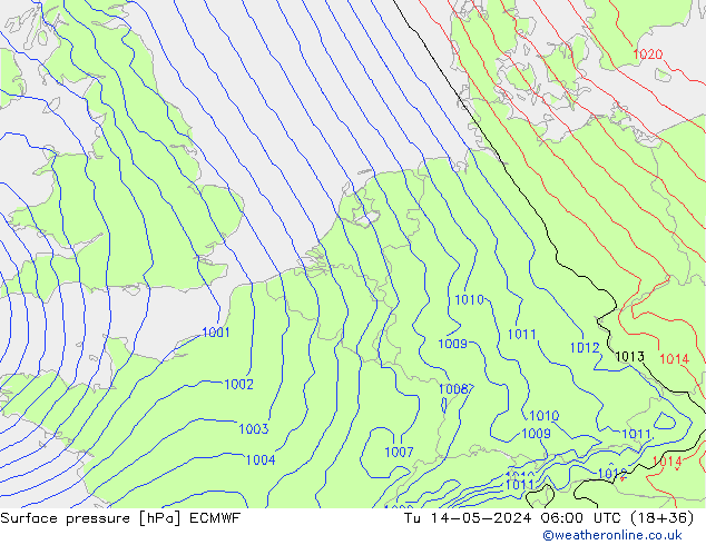 Yer basıncı ECMWF Sa 14.05.2024 06 UTC