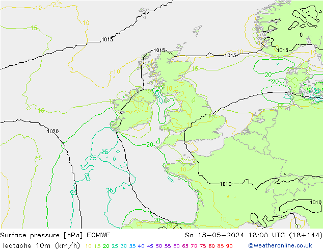 Isotachs (kph) ECMWF  18.05.2024 18 UTC