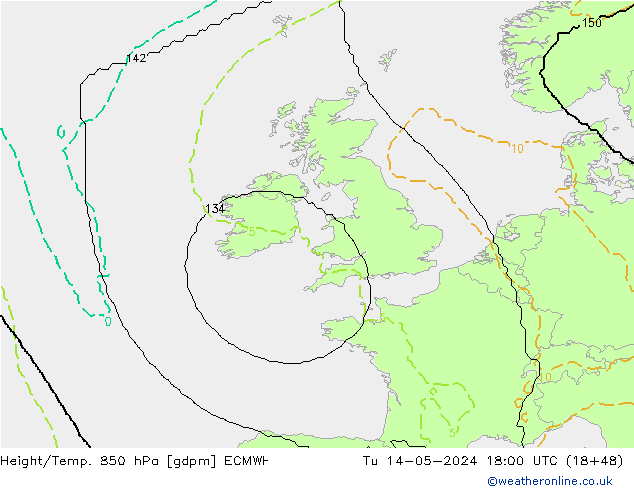 Height/Temp. 850 hPa ECMWF  14.05.2024 18 UTC