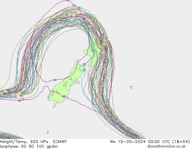 Height/Temp. 925 hPa ECMWF Qua 15.05.2024 00 UTC