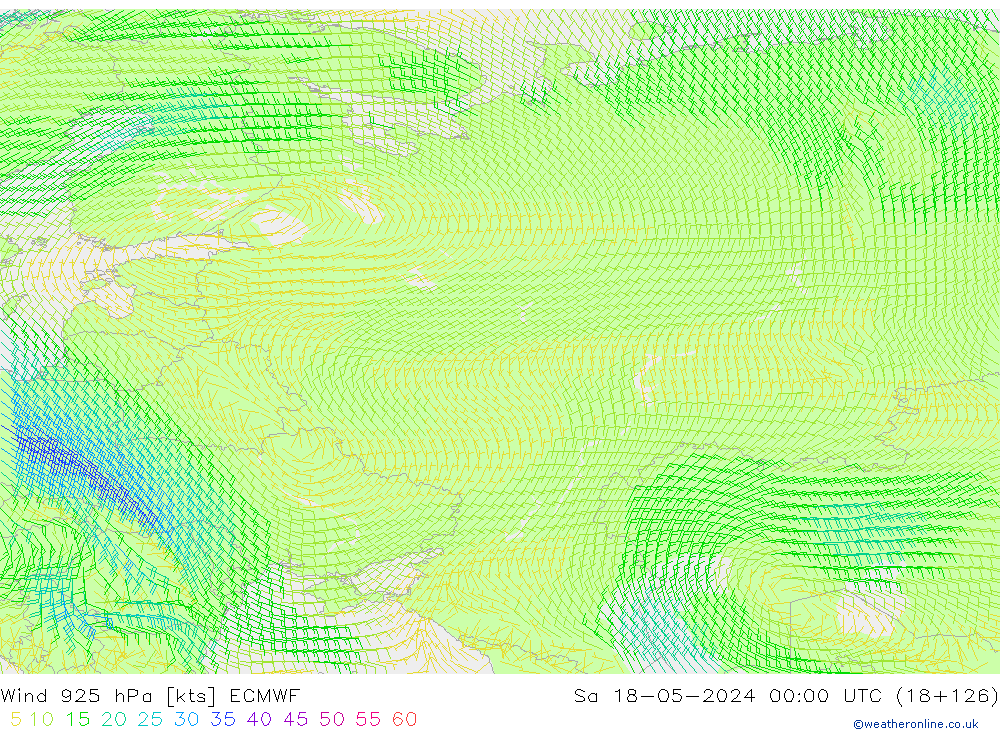 Wind 925 hPa ECMWF Sa 18.05.2024 00 UTC