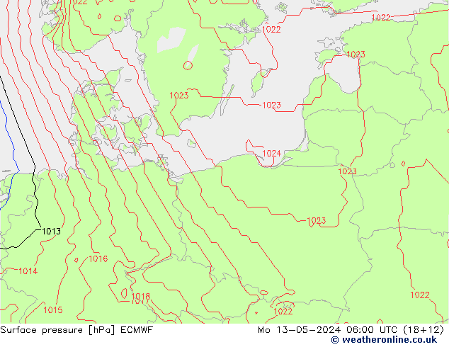 ciśnienie ECMWF pon. 13.05.2024 06 UTC