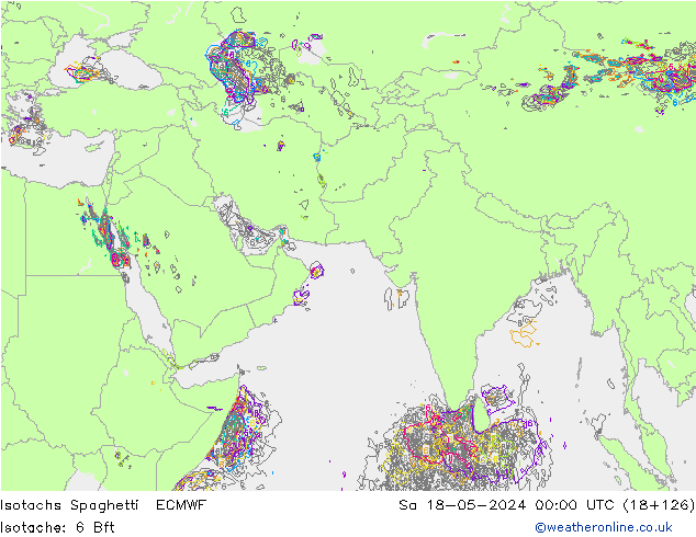 Isotachs Spaghetti ECMWF Sa 18.05.2024 00 UTC