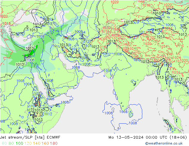 高速氣流/地面气压 ECMWF 星期一 13.05.2024 00 UTC