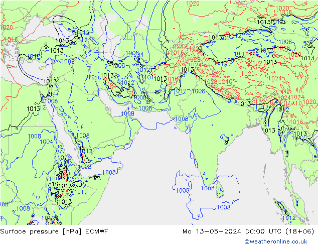 地面气压 ECMWF 星期一 13.05.2024 00 UTC
