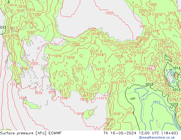 ciśnienie ECMWF czw. 16.05.2024 12 UTC